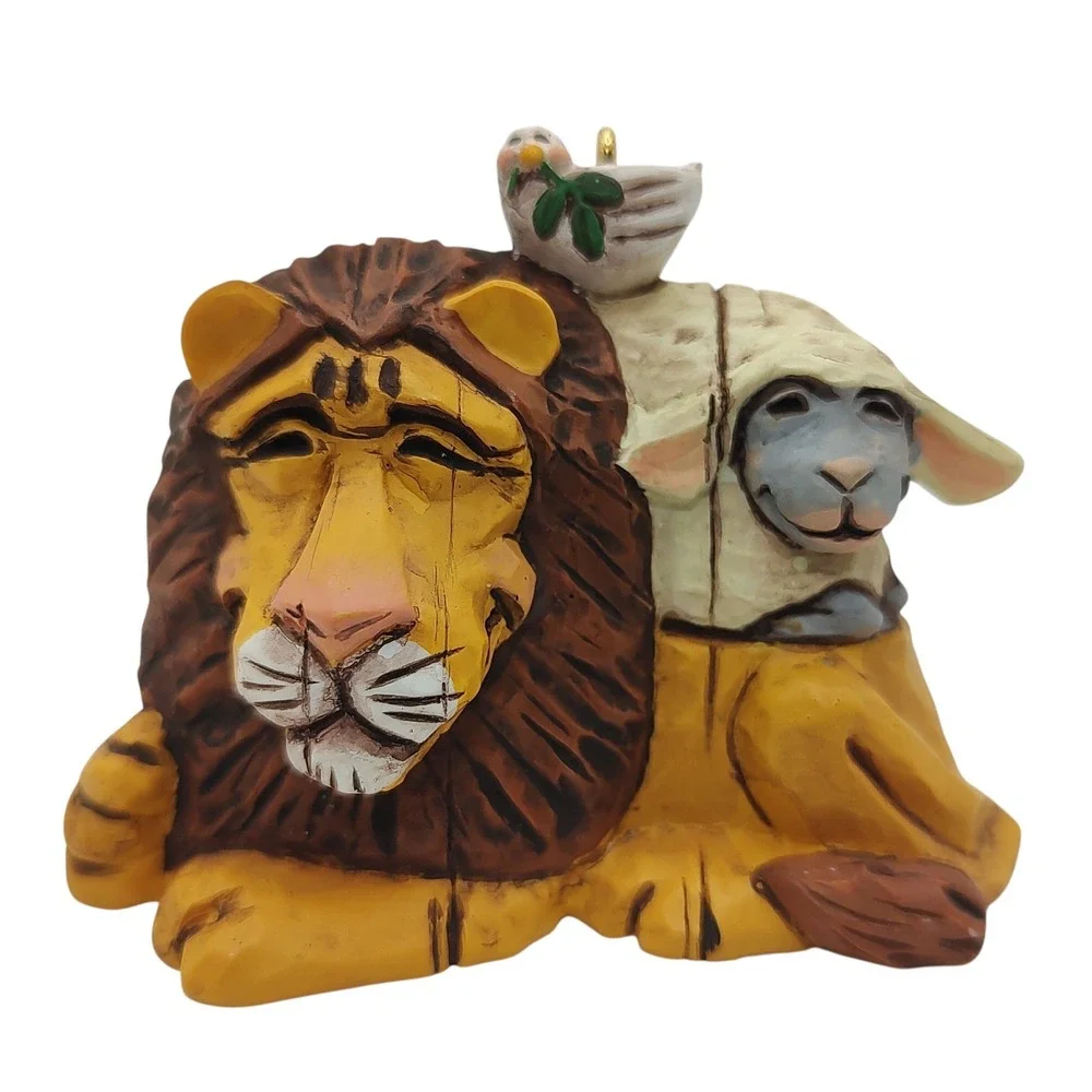 Vintage Hallmark Keepsake Ornament A Time of Peace Lamb Lion Dove‎ Artist Signed
